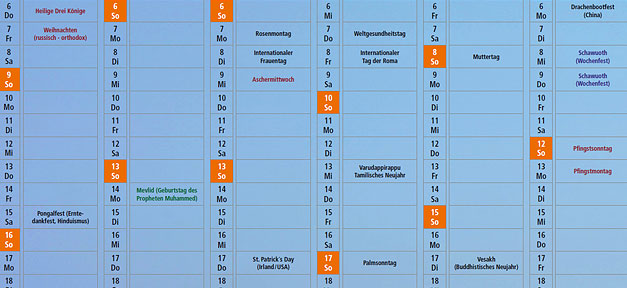 Interkultureller Kalender 2011 Der Interkulturelle Kalender 2011