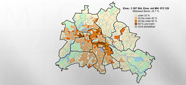 Wo leben die Migranten in Berlin? © Amt für Statistik Berlin-Brandenburg, bearb. MiG