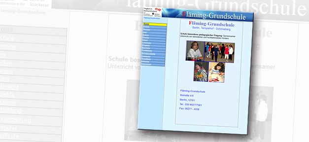 Die Homepage der Fläming-Grundschule in Berlin © flaeming-gs.cidsnet.de, bearb. MiG