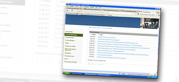 Medienverantwortung in Zeiten der Panikmache Screenshot der Presseseite des Bundesinnenministeriums, 14.06.2012, 14 Uhr