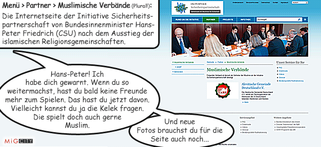 Die aktualisierte Internetseite der Initiative Sicherheitspartnerschaft Stolz präsentiert das Bundesinnenministerium seine muslimischen Sicherheitspartner © bamf, bearb. MiG