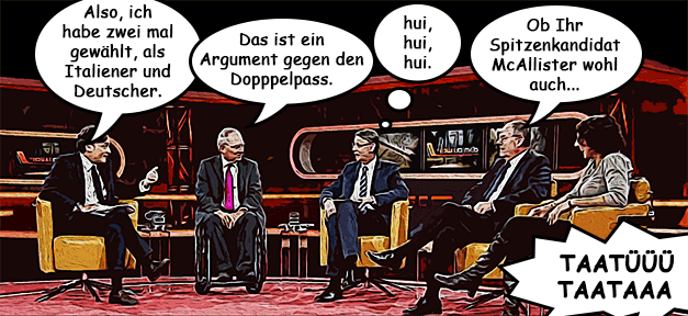 Ob McAllister wohl auch ... ? Giovanni di Lorenzo, Wolfgang Schäuble, Günther Jauch, Peer Steinbrück, Juli Zeh (v.l.n.r.) © MiG