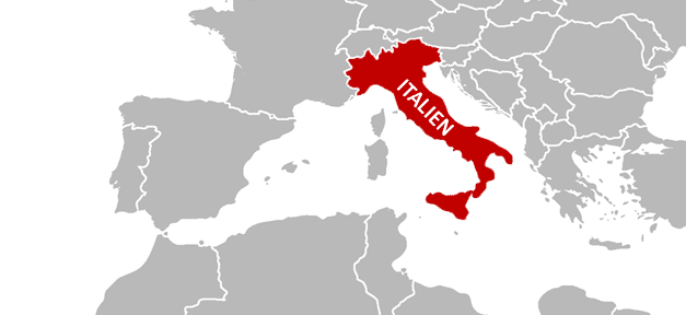 In Rom stranden Flüchtlinge auf dem Weg gen Norden Italien, Karte, Landkarte, italia