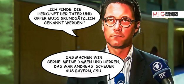 Gewerkschaften verteidigen Diskriminierungsrichtlinie im Pressekodex Comic, Andreas Scheuer, Karikatur, Pressekodex