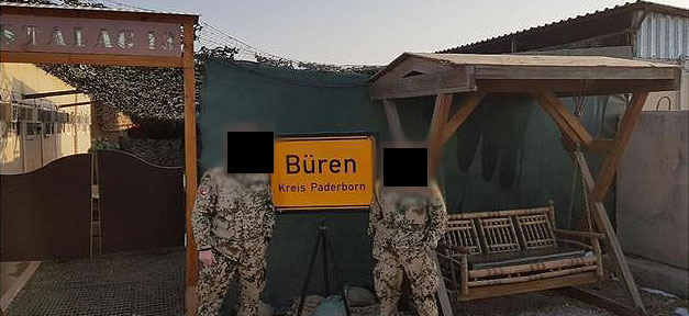 "Stalag"-Schild bei Bundeswehr-Camp in Afghanistan Bundeswehr, Afghanistan, Stalag, Camp, Soldaten, Büren