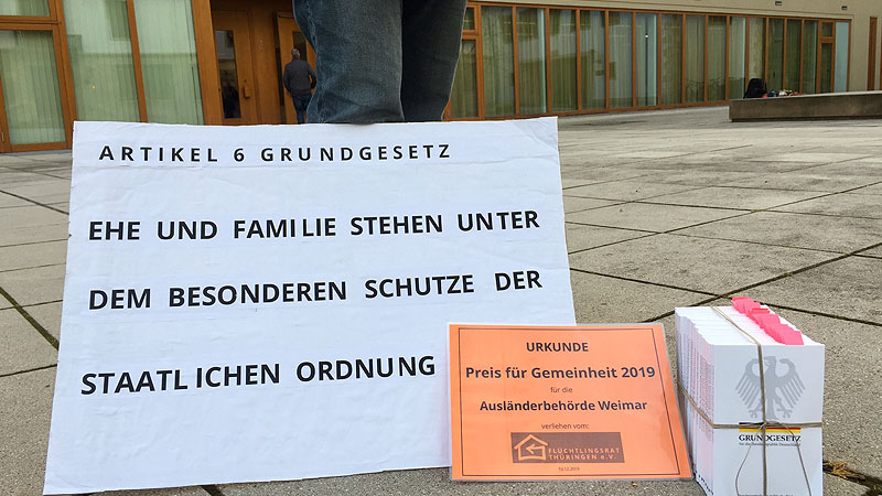 Flüchtlingsrat vergibt "Preis für Gemeinheit" an Ausländerbehörde Weimar Flüchtlingsrat, Preis der Gemeinheit, Ausländerbehörde, Weimar