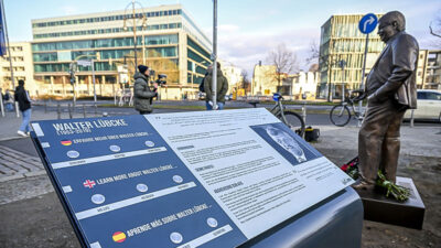 Walter-Lübcke-Statue, Walter Lübcke, Statue, AfD, CDU, Zentrale, Mahnung